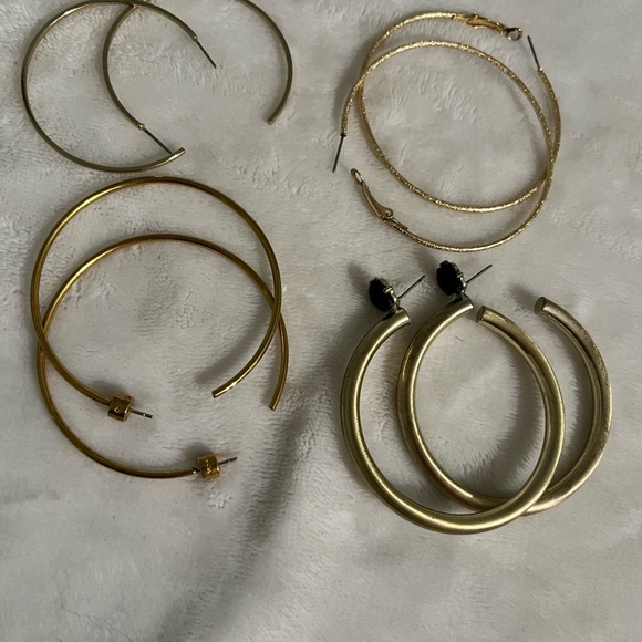 Lot of 4 Large Gold-Colored Hoops - Picture 2 of 2